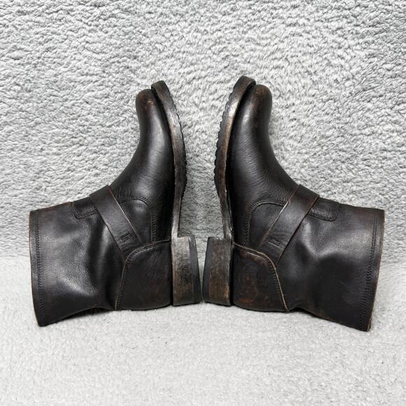 Frye Veronica Black Leather Ankle Boots with Buckle - Picture 6 of 9